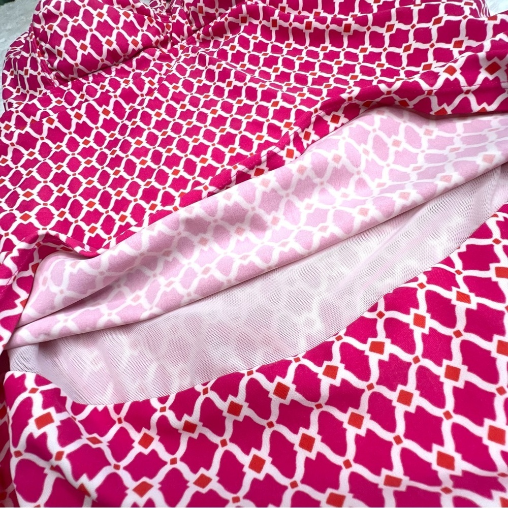 Oh Baby by Motherhood Swim Bathing Suit Geometric Print Pink White Medium M - Picture 8 of 14